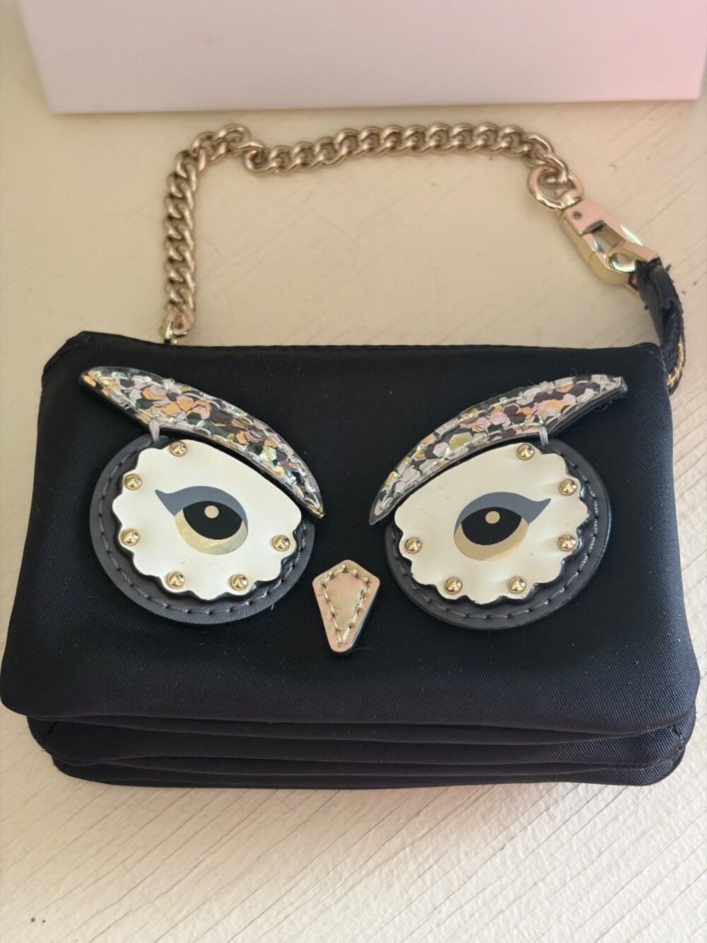 Kate Spade Star Bright Owl Mini Natasha Coin Purse Black